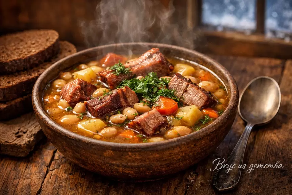 Как в холодные дни согреться ароматным фасолевым супом с копчёностями