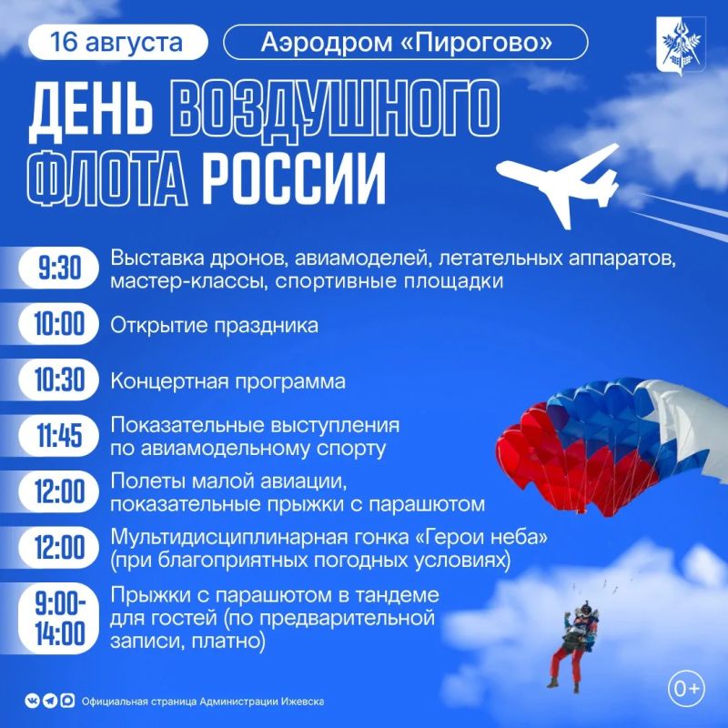 Первым делом самолёты. 16 августа на аэродроме «Пирогово» пройдет празднование Дня авиации (0+)