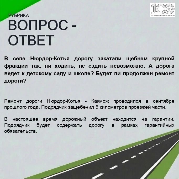 Все замечания и недочеты на гарантийных дорогах подрядчики устраняют самостоятельно