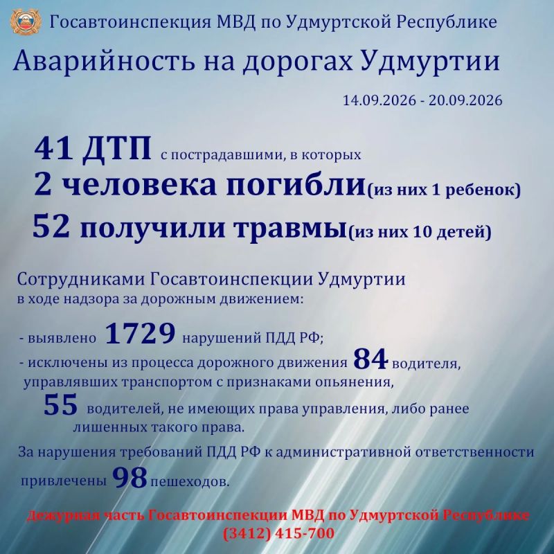 Госавтоинспекция МВД по Удмуртии информирует!